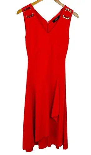 Lauren Ralph Lauren Black Label Jersey Sleeveless Faux Wrap Skirt Midi Dress SP Red Size undefined