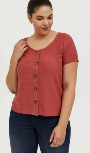 Torrid Womens  Pumpkin Orange Ribbed Button Down Midi Tee Blouse Top - Sz 0 thumbnail 1