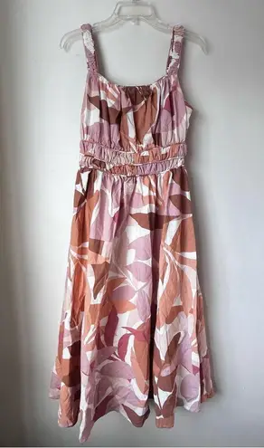 Petal and Pup Girl and the Sun Everleigh Leaf Print Midi Dress M