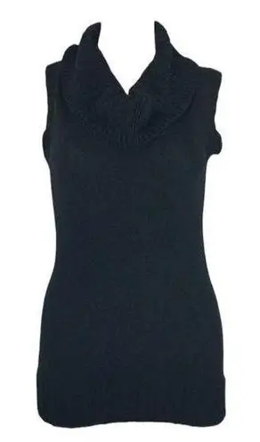 BCBG MaxAzria womens small cowl neck sweater tank black new braided knit turtle