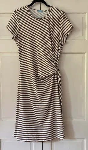 J. McLaughlin Elora Mini Dress Catalina Cloth Stripe Side Tie Brown White Size XL