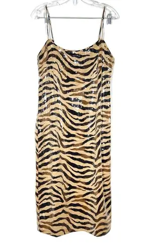 J.Crew NEW  Collection Gwyneth Sequin Slip Midi Dress in zebra stripe Sz 6