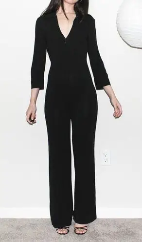 Bebe vintage 90s  black sexy zip v neck long sleeve jumpsuit - Image 1
