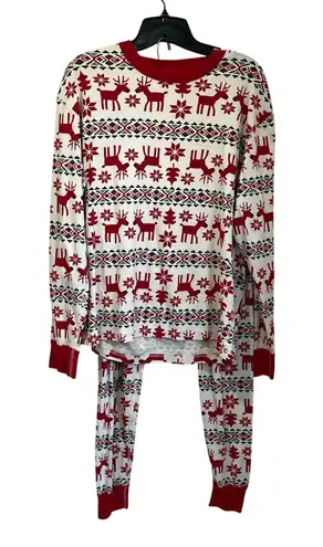Hanna Andersson Organic Cotton Fair Isle Reindeer Holiday Pajama Set M Red Size M