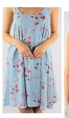 By Together  blue and pink floral sundress with lace up sides size medium