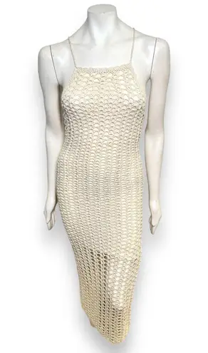 Glassons | Crochet Halter Midi Dress with Crisscross Back Tie Closure Medium