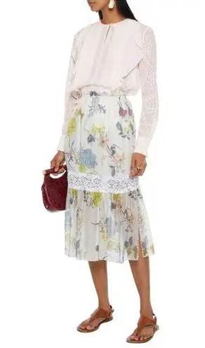 See By Chloe SEE BY CHLOÉ Lace Trimmed Flora Voile Midi Skirt Size 2 NWT $405