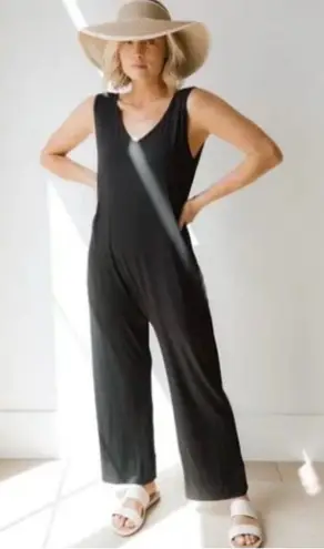 ALBION FIT Albion Yes Please‎ Black Sleeveless Wide Leg Jumpsuit Drop Crotch - Image 1