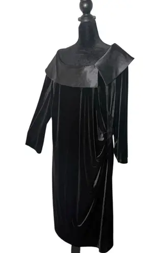 Jessica Howard Plus Size Women 20W Black Velvet Dress Party Formal Satin Ruched