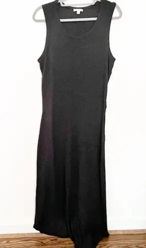 James Perse STANDARD  COTTON JERSEY MAXI DRESS IN DARK CHARCOAL GRAY XL