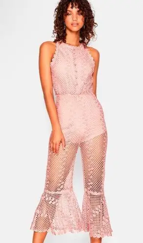 Alice McCALL Rouge pink Boogie Nights Cropped Metallic Crocheted Jumpsuit Size 0