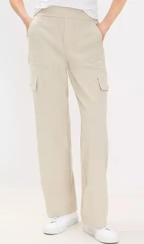 Lou & Grey Beige Wanderweave Cargo Style Straight Wide Leg Pants New Medium