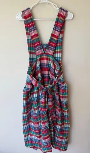 Susan Bristol Button Front Pinafore Dress Back Tie Plaid Red Women's Size 16