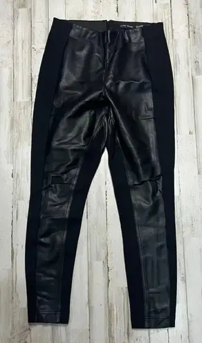 Ivanka Trump Women's Size 8 Black Faux Leather Panel Ankle Leggings Pants