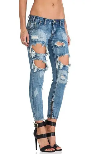 One Teaspoon  Trashed Freebirds in Cobain Skinny Jeans Distressed Size 25