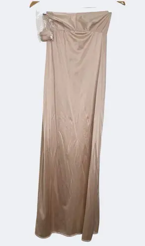 Vintage Lorraine Long Slip Beige USA made Lace trim Size 36 Tan