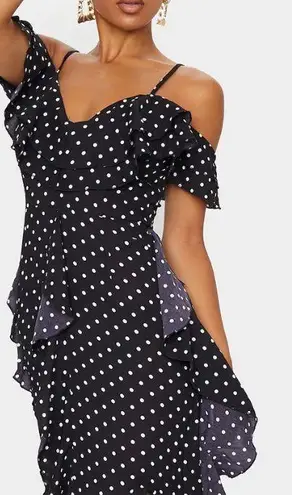 Pretty Little Thing Black Polka Dot Dress Size 2