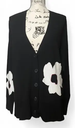 Sanctuary  Black Floral Button Front Cardigan Sweater Womens size M - Image 1