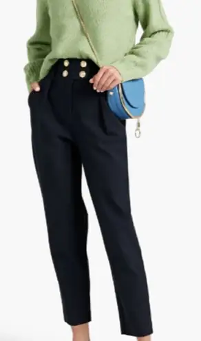 Derek Lam 10 CROSBY Cropped button-detailed cotton-blend tapered pants in Blue