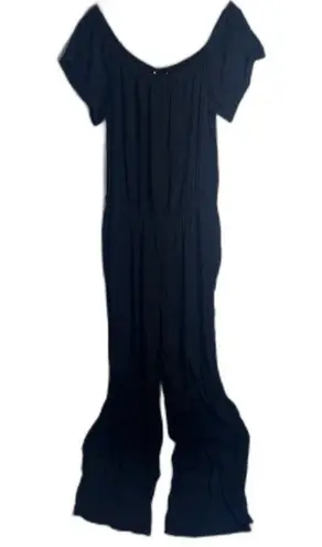 Charles Henry NWT Black Short Sleeve Blouson Off Shoulder Jumpsuit Size XL