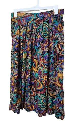 EXPOSÉ Skirt Womens Size Small Paisley Maxi ALine Pleated Vintage USA Boho Purple