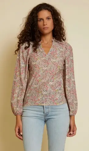 Nation Ltd Claudine Yoked Tee Superbloom Floral Long Sleeve Puff Sleeve Size S