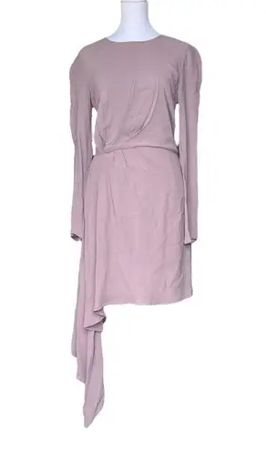 Bardot - Stilla Drape Dress Asymmetrical Long Sleeve Dove Sz 4