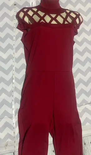 Elegant Burgundy Red Jumpsuit cage top woman size Small