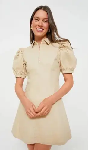 Hyacinth House Sand Zip Denim Mini Dress Size Small Tan