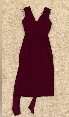 Dress the Population NEW Alessia V-Neck Tie Waist Crepe Midi Dress sz XS