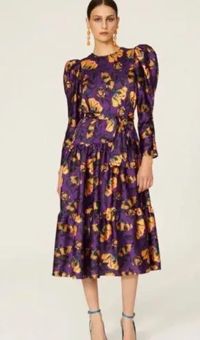 DELFI Collective Purple Taylor Puff Sleeve Dress Size Small $398