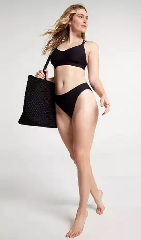 CALIA Women's Mid Rise High Leg Cheeky Swim Bottoms M Black Size M