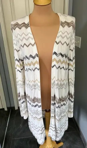 Chico's Chico’s Lightweight Zig Zag‎ Long Line Cardigan Sweater Neutrals - Image 1