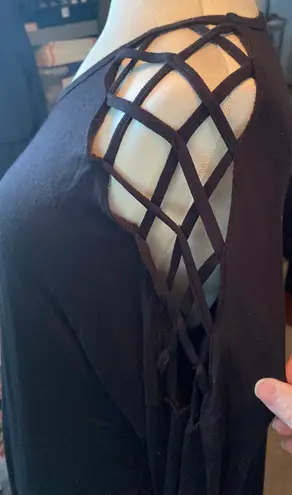 Zenana Outfitters dress knee length cut outs on arms long sleeve Sz large