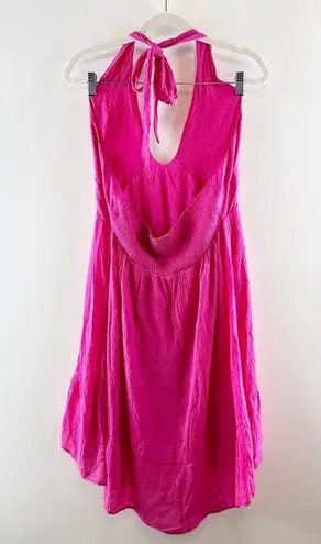 Pink Lily  Cruise Through Town Halter Keyhole Mini Dress Hot Pink Large