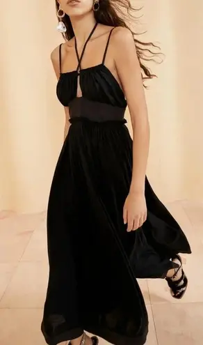 Ulla Johnson Black Cotton Jersey Front Cutout Neck Wraparound Freya Dress SIze 2