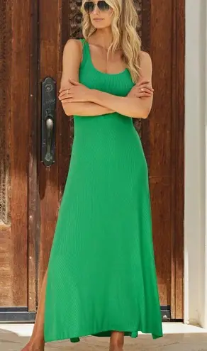 Becca NWT Mykonos Semisheer Ribbed Cover-Up Maxi Dress Color: Verde