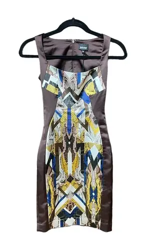 Just Cavalli Brown Python Snake Print Bodycon Sheath Dress Size 36 / US 0