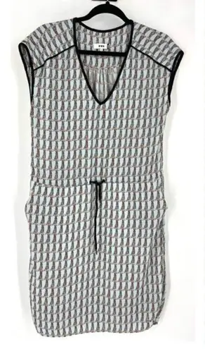 CKS Women's Giraffe Print Cap Sleeve Elastic Waist Mini Dress Blue Black Small