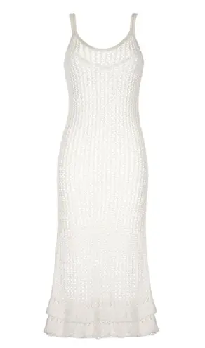 Capittana Crochet Boho Midi Dress Swim Beach Pool Cover Up Ivory Size M/L NWT