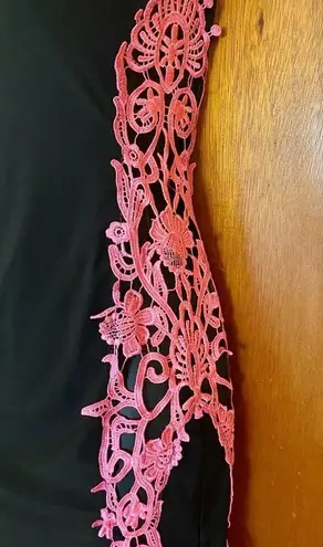 Symphony Black Dress Pink Open Cutout Stitch Sides Bodycon Mini Dress Size Small