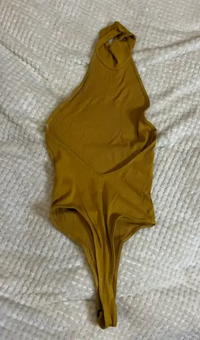 Medium Yellow Mustard Ribbed High Thigh Body Suit