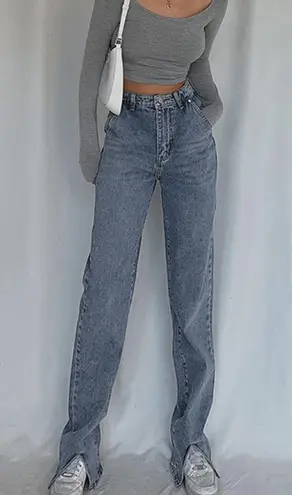 NEW Commense Classic Straight Leg Jeans Split Hem Blue sz Medium