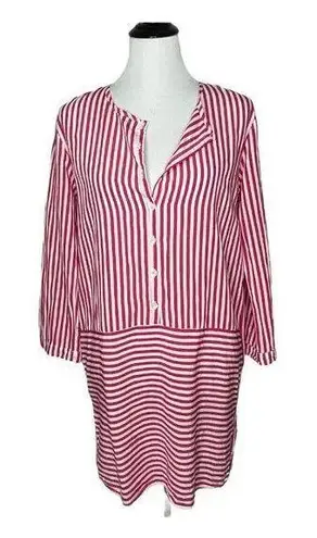 Womens Swimsuit Beach Cover Up Size L Sergio Tegon Striped Preppy Tunic Top White Size L