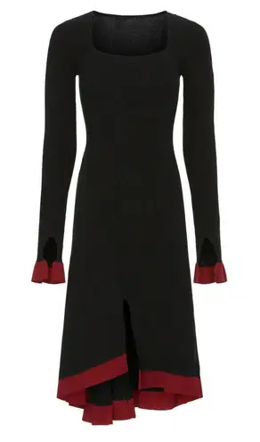 Esteban Cortazar x RTR Square Neck Sweater Dress in Black/Red, Size S Black