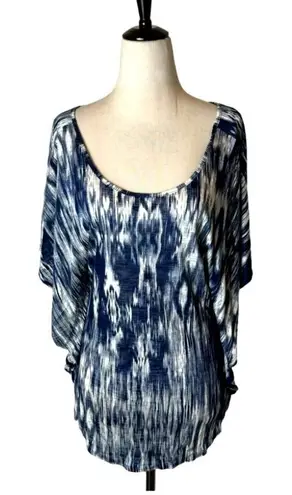 Velvet By Graham & Spencer Shirt Women Small Blue Ikat Batwing Sleeve Blouse