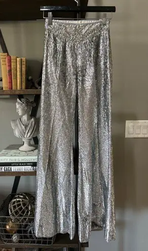 Forte Forte Encanto Fil Coupe Lurex Flare Pants Estrella Silver Womens Size 00 U