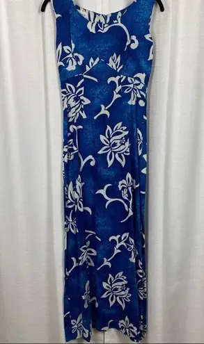 Vintage Blue Royal Hawaiian  Floral Hawaiian Maxi Dress Sz.6