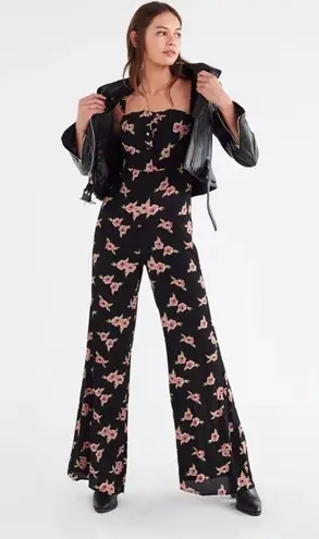 Flynn Skye x Urban Outfitters Bardot Black Floral Button-Down Jumpsuit Size S
