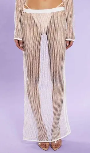 White Crochet Maxi Skirt with Slit Size L